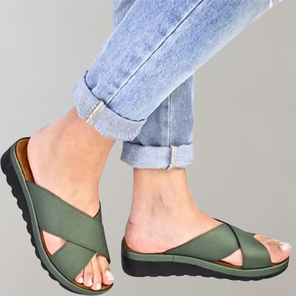 Women's Sandals – Cross Strap, Comfy Summer Flats