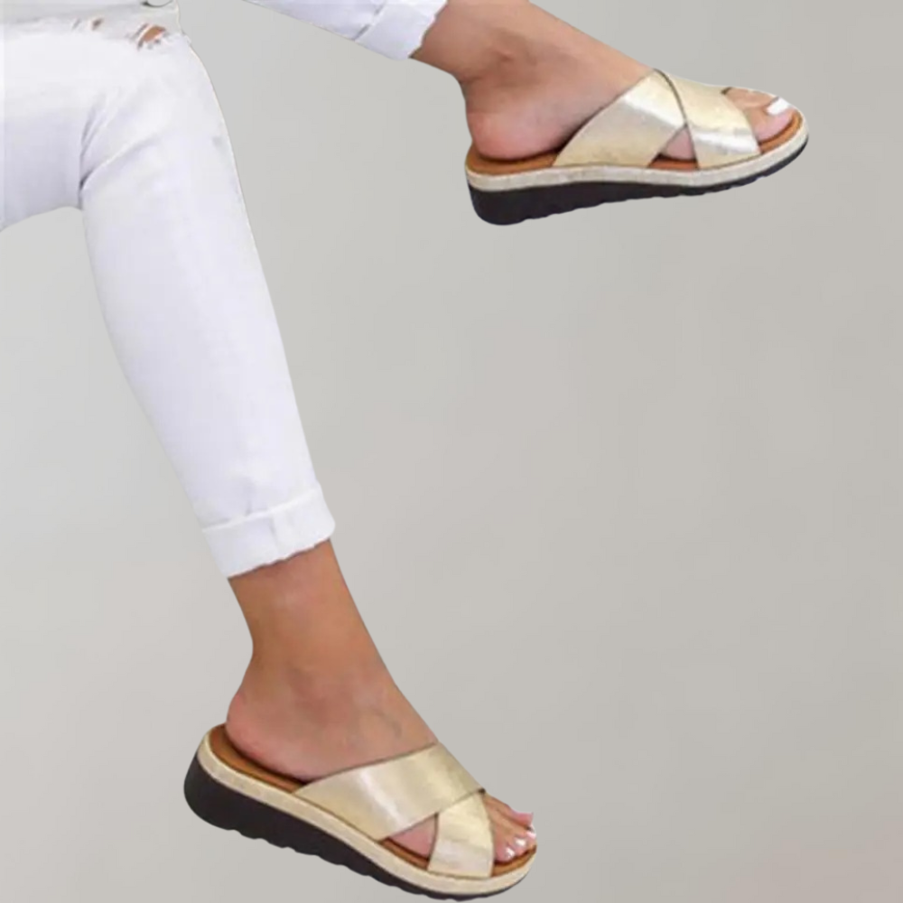 Women's Sandals – Cross Strap, Comfy Summer Flats