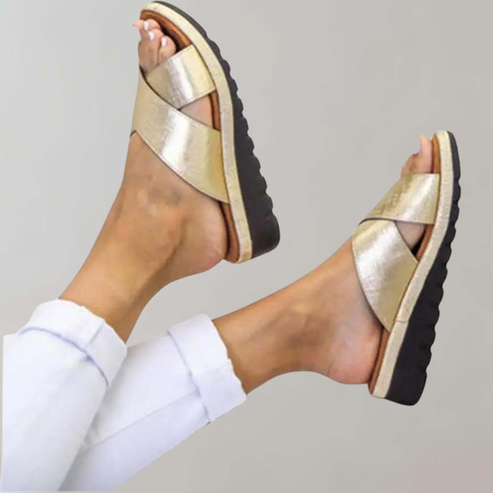 Women's Sandals – Cross Strap, Comfy Summer Flats
