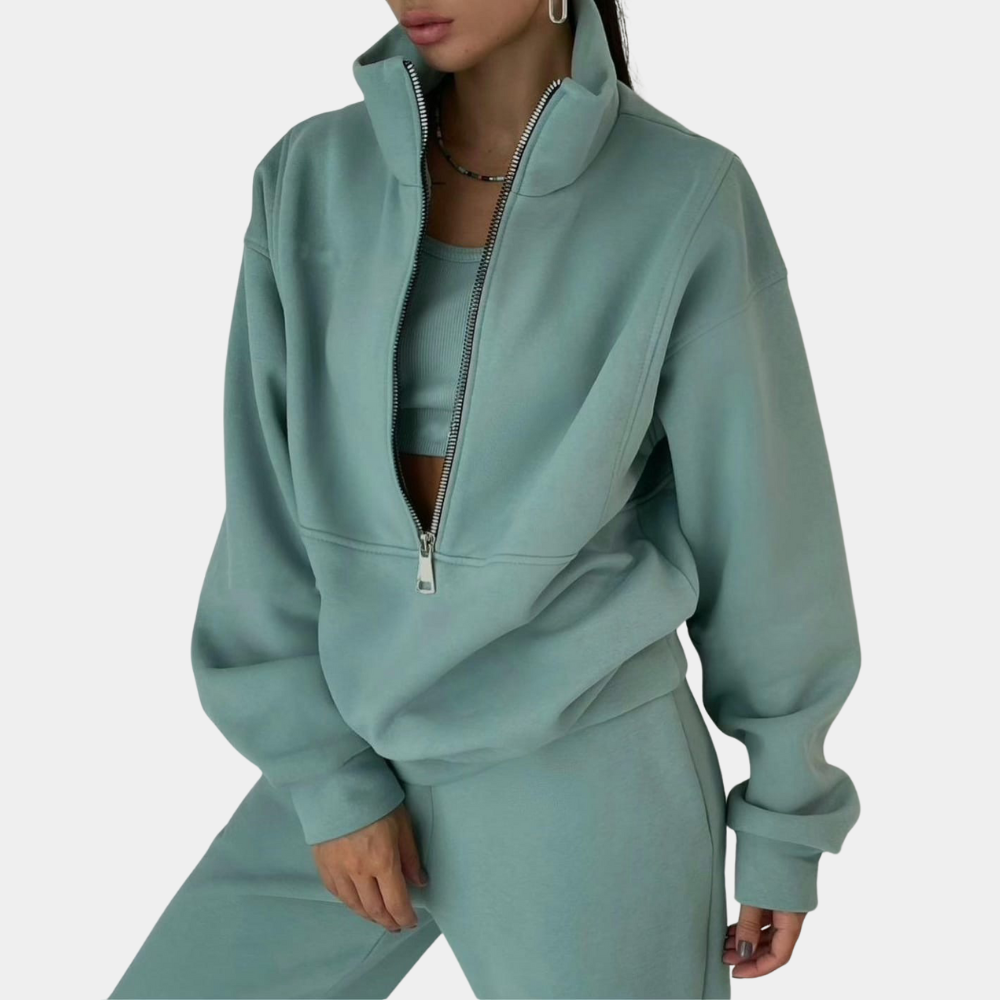 Women's Tracksuit – Half Zip, Oversized Loungewear