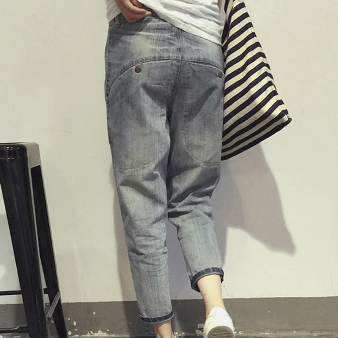 Women's Tapered Jeans – Cropped Leg, Relaxed Fit Casual Trousers