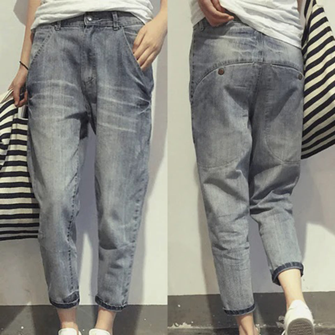 Women's Tapered Jeans – Cropped Leg, Relaxed Fit Casual Trousers
