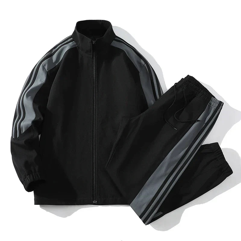 Men's Tracksuit Set – Contrast Stripe, Relaxed Fit Leisurewear