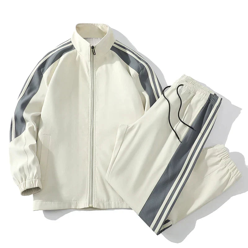 Men's Tracksuit Set – Contrast Stripe, Relaxed Fit Leisurewear