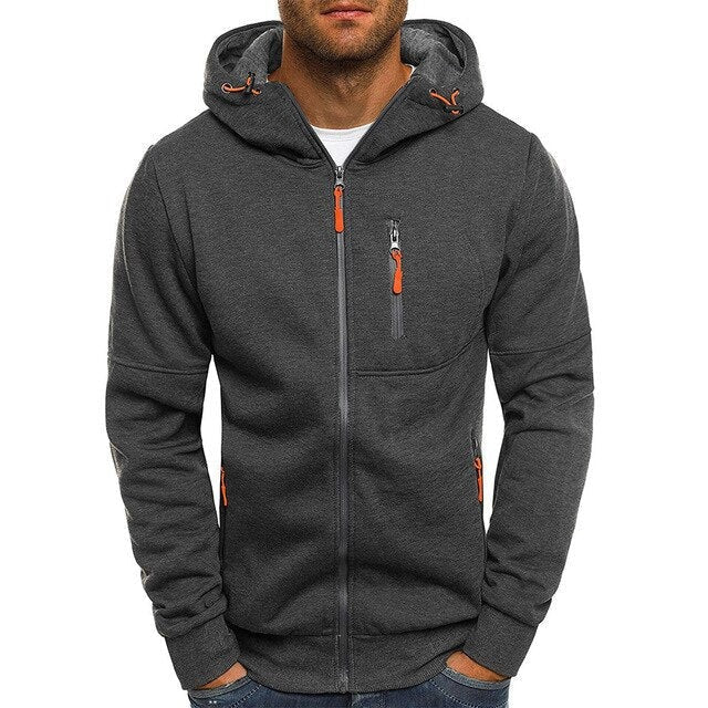 Men's Full-Zip Hoodie with Pockets-Hooded Jacket