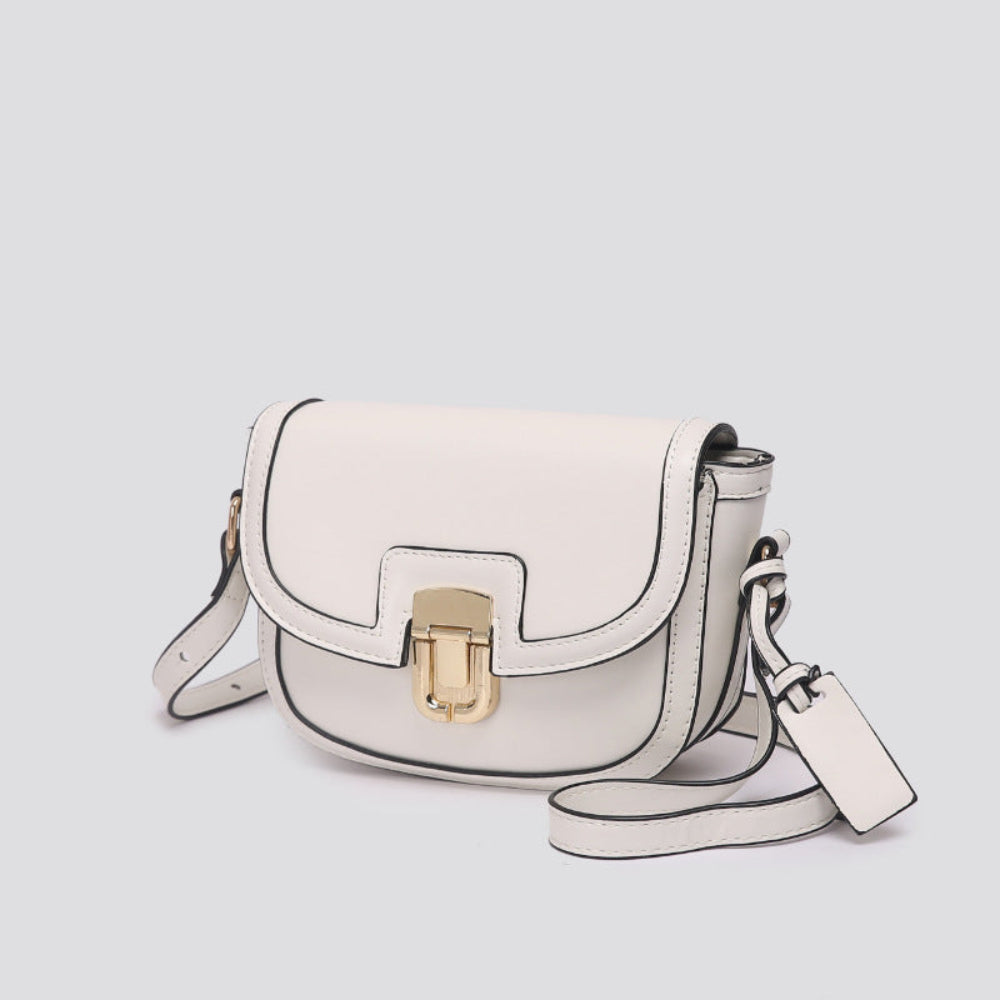Vintage-Inspired Mini Crossbody Bag – Structured Saddle Design with Lock Closure