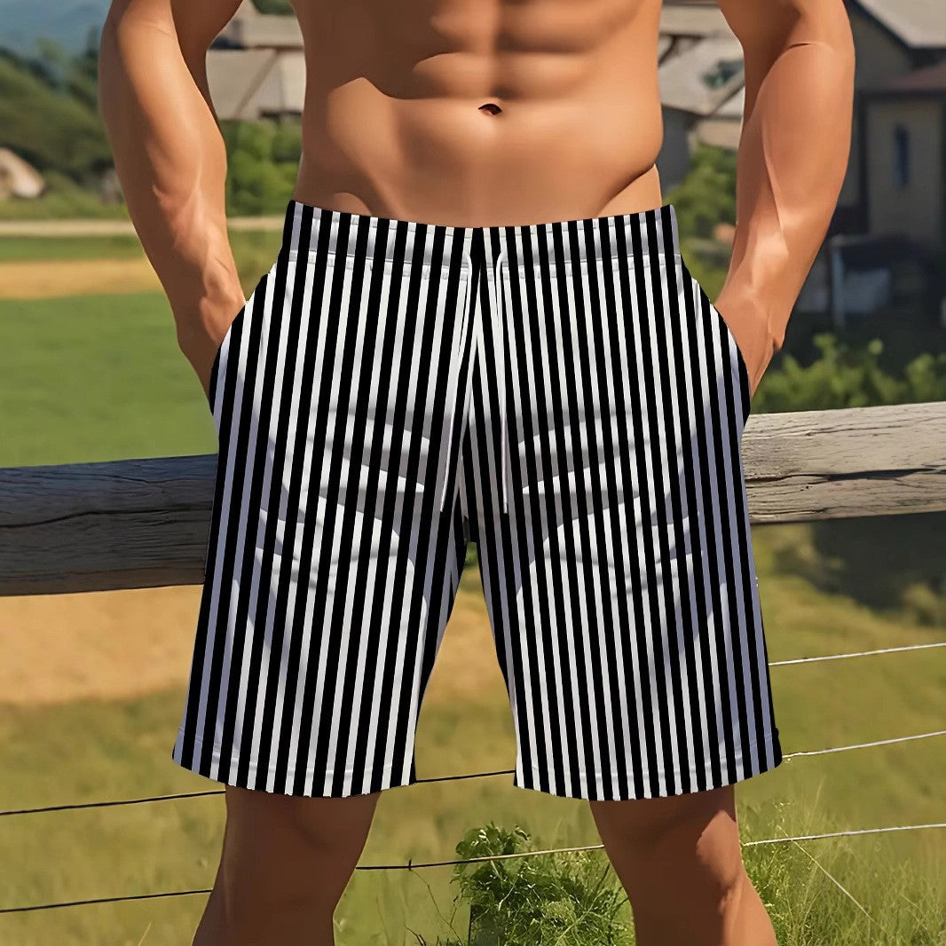 Men's Swim Shorts – Striped Ombre, Quick Dry Holiday Beachwear