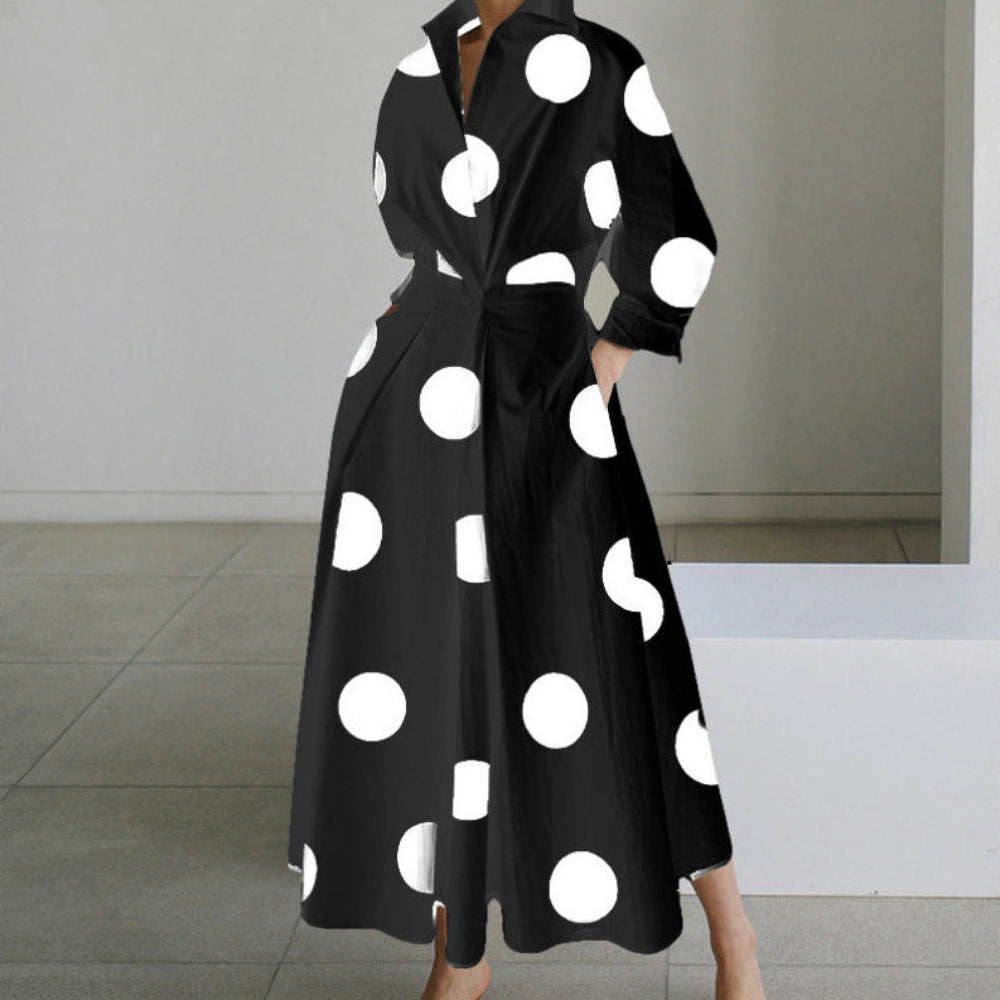 Women's Long-Sleeve Shirt Dress with Belt