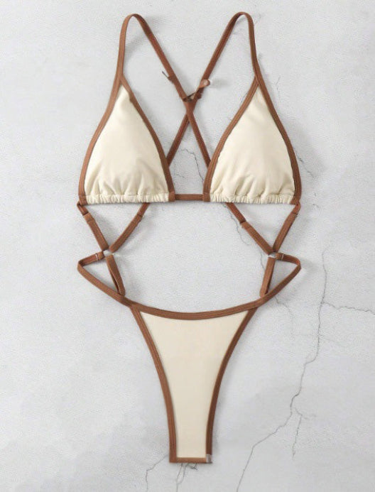 Women's Triangle Bikini Set with Contrast Trim