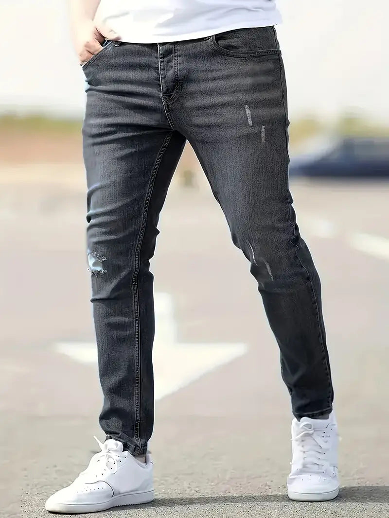 Men's Jeans – Ripped & Distressed, Stretch Skinny Fit Streetwear
