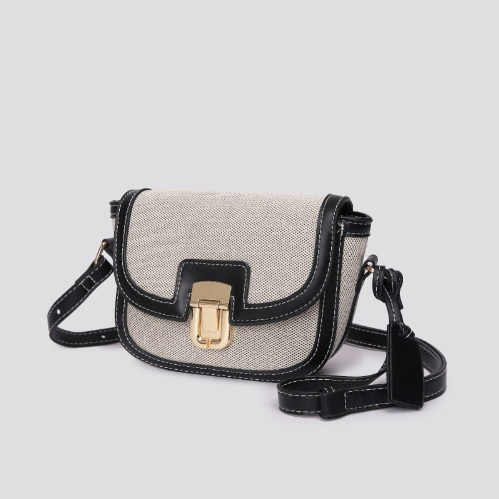 Vintage-Inspired Mini Crossbody Bag – Structured Saddle Design with Lock Closure