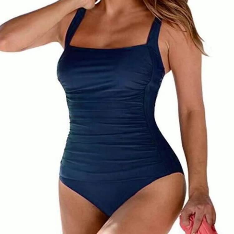 Ruched Square-Neck One-Piece Swimsuit – Smoothing Full Coverage