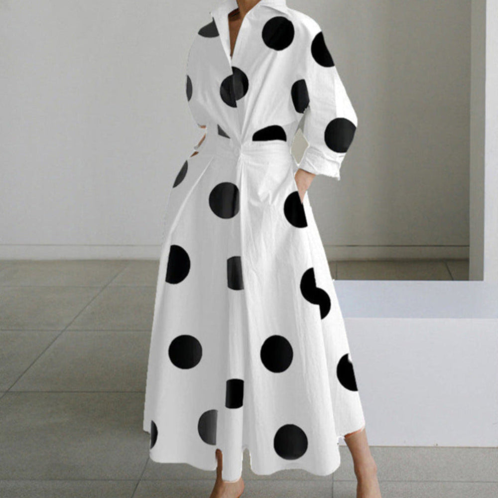 Women's Long-Sleeve Shirt Dress with Belt