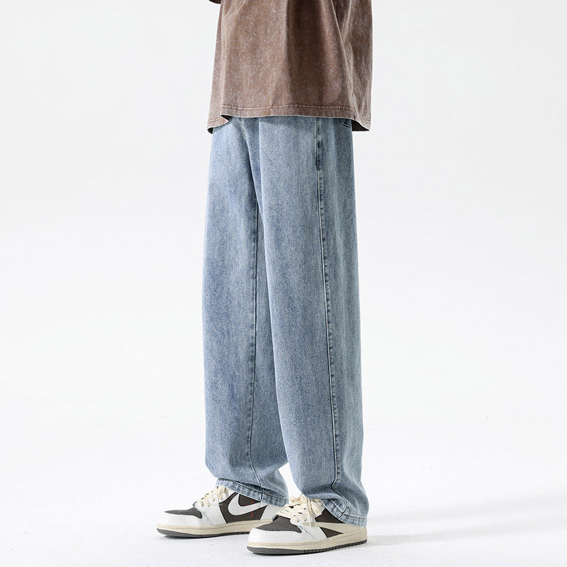 Men's Wide-Leg Jeans – Vintage Wash, Relaxed Fit Streetwear