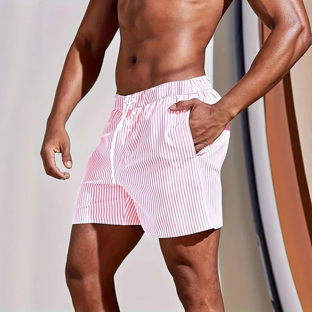 Men's Swim Shorts – Striped Ombre, Quick Dry Holiday Beachwear