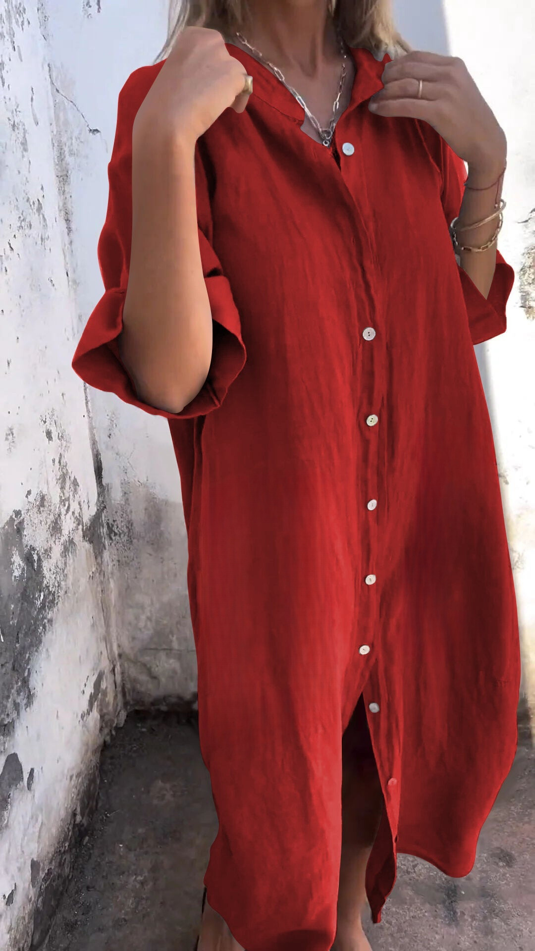 Relaxed Button-Down Shirt Dress – Casual Summer Style