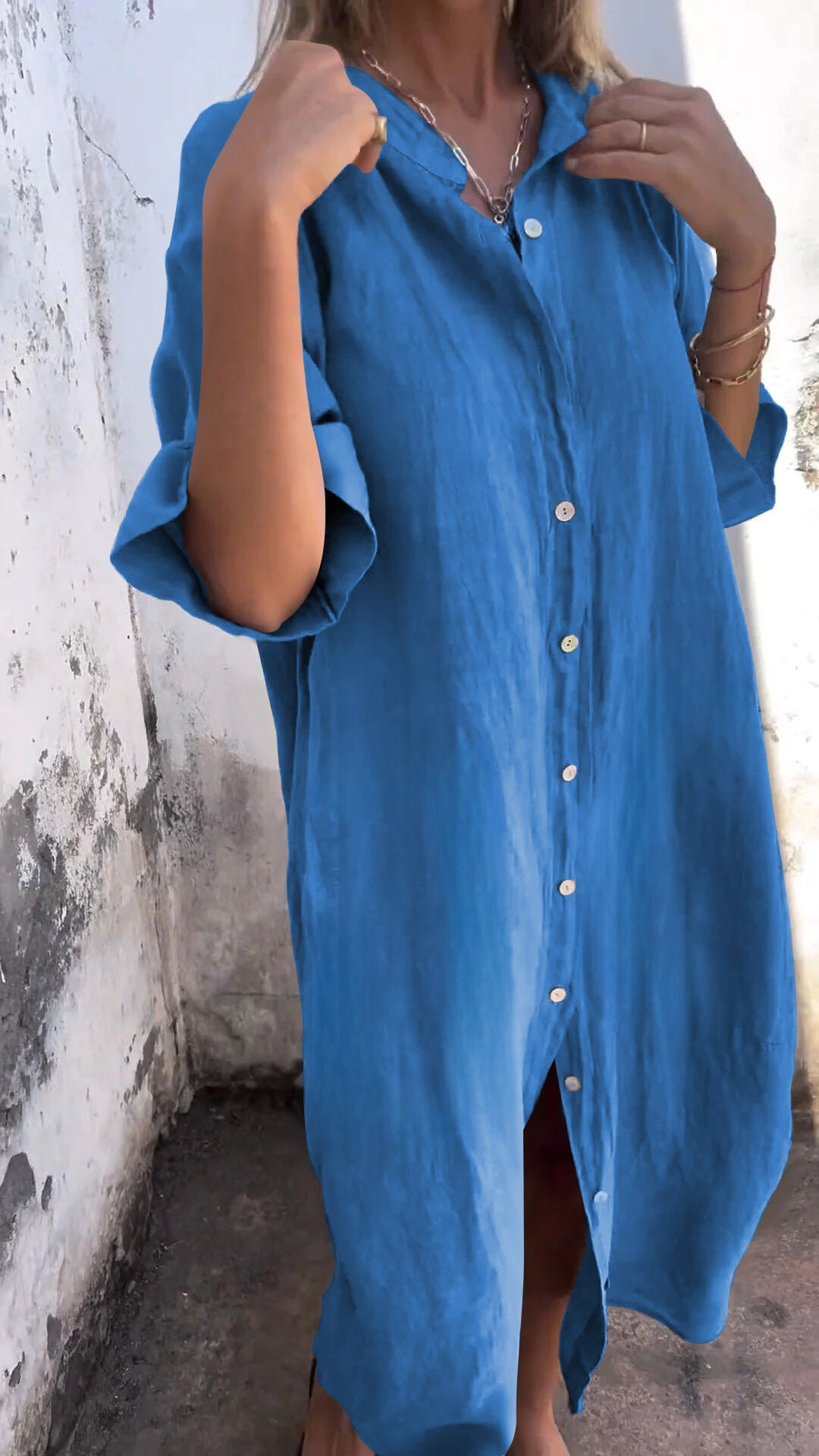 Relaxed Button-Down Shirt Dress – Casual Summer Style