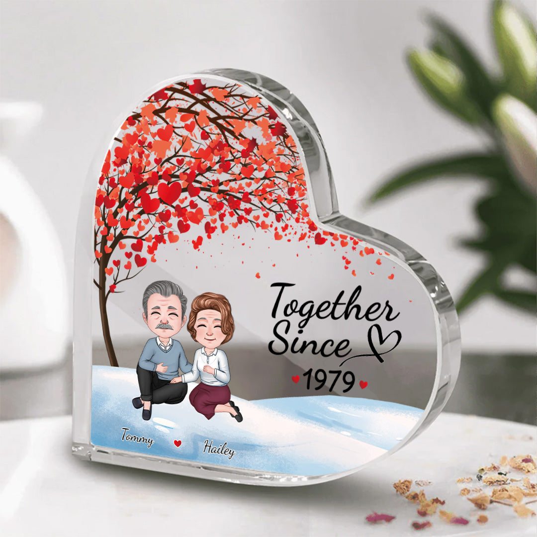 Together Since - Gift For Couples - Personalized Heart Shaped Acrylic Plaque