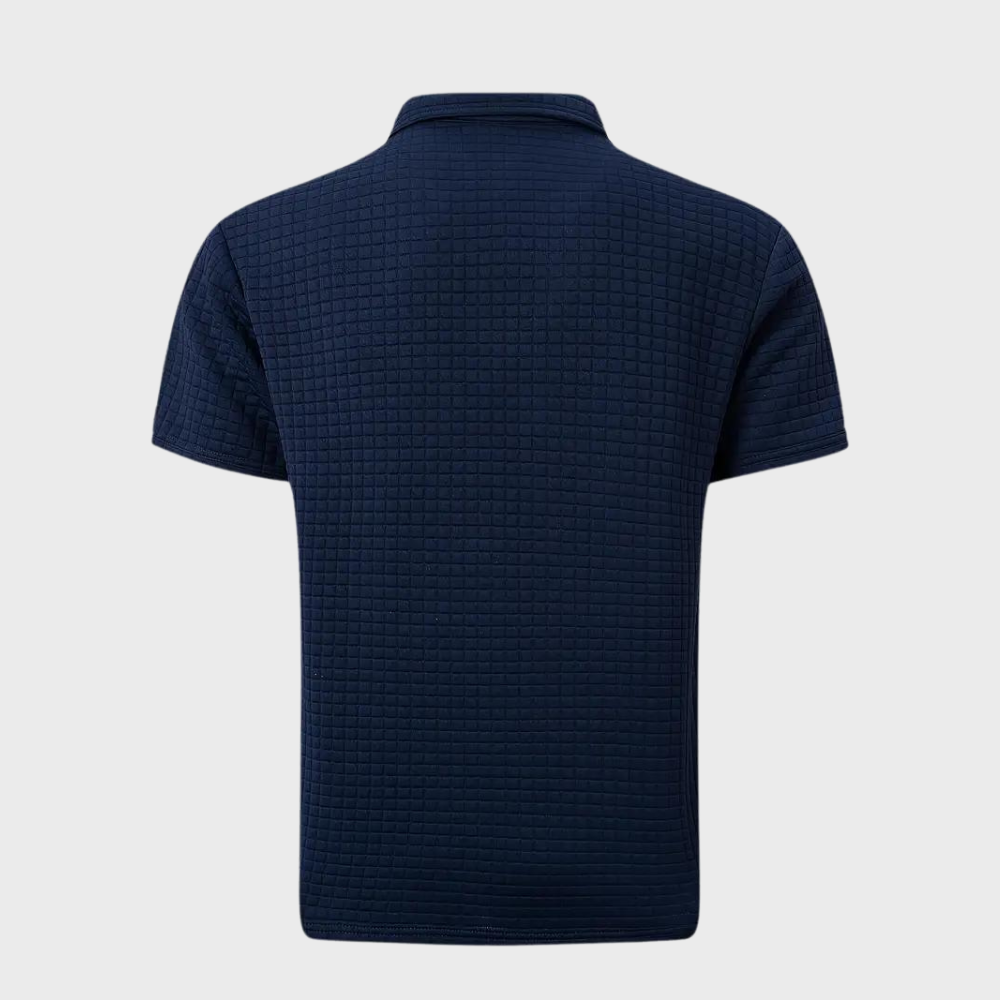 Men's Polo Shirt – Textured Check, Slim Fit Smart Casual Top