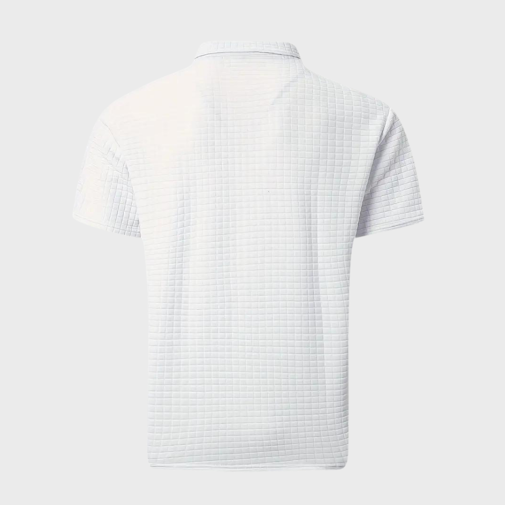 Men's Polo Shirt – Textured Check, Slim Fit Smart Casual Top