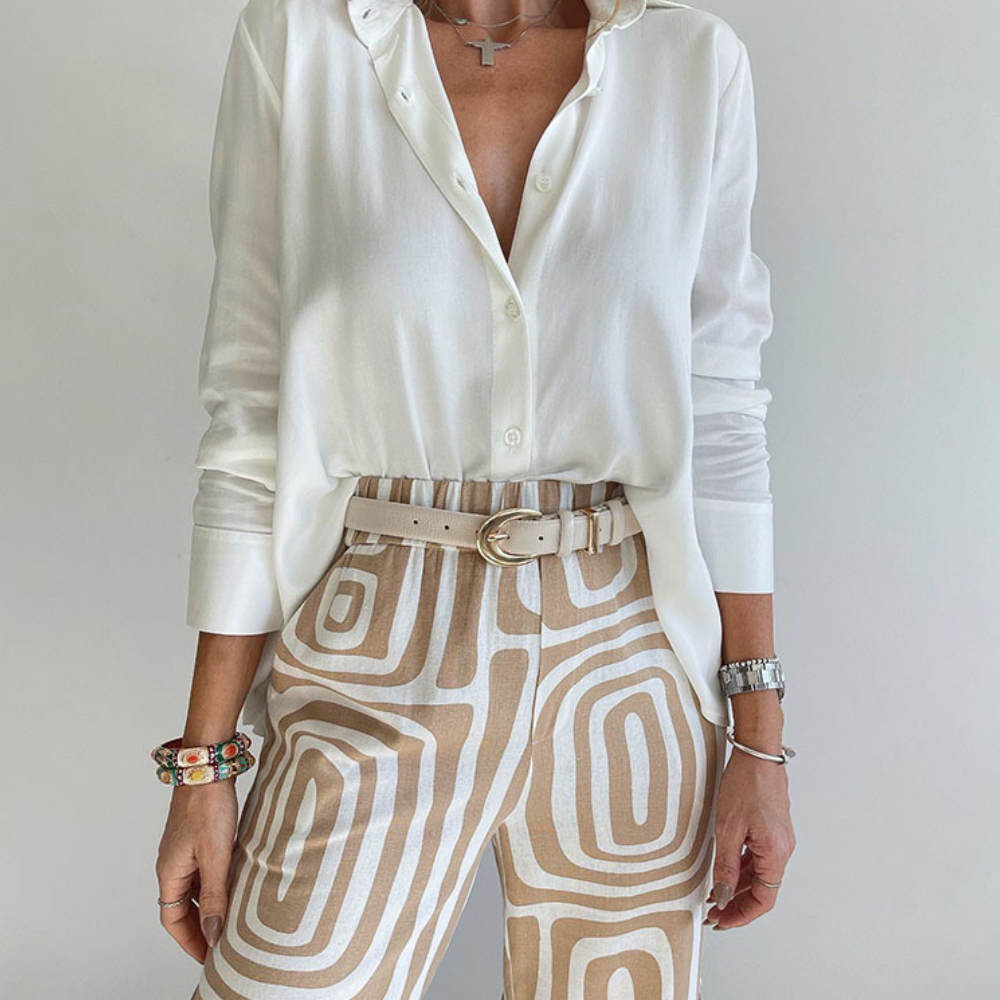Womens Co-ord Set – Abstract Print, Wide Leg Summer Outfit