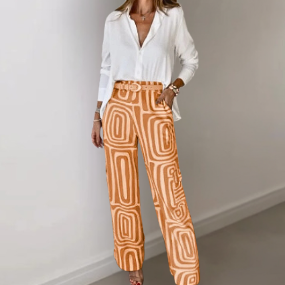 Womens Co-ord Set – Abstract Print, Wide Leg Summer Outfit
