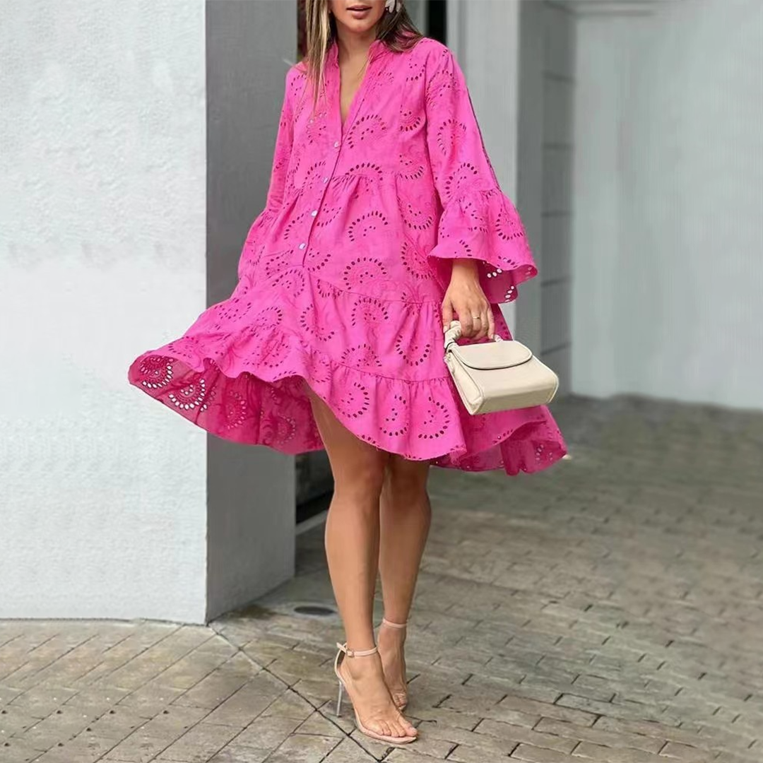 Eyelet Lace Beach Cover-Up Dress – Flowy Tunic in Bright Summer Colors