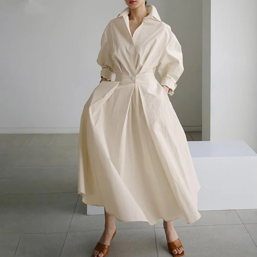 Women's Long-Sleeve Shirt Dress with Belt