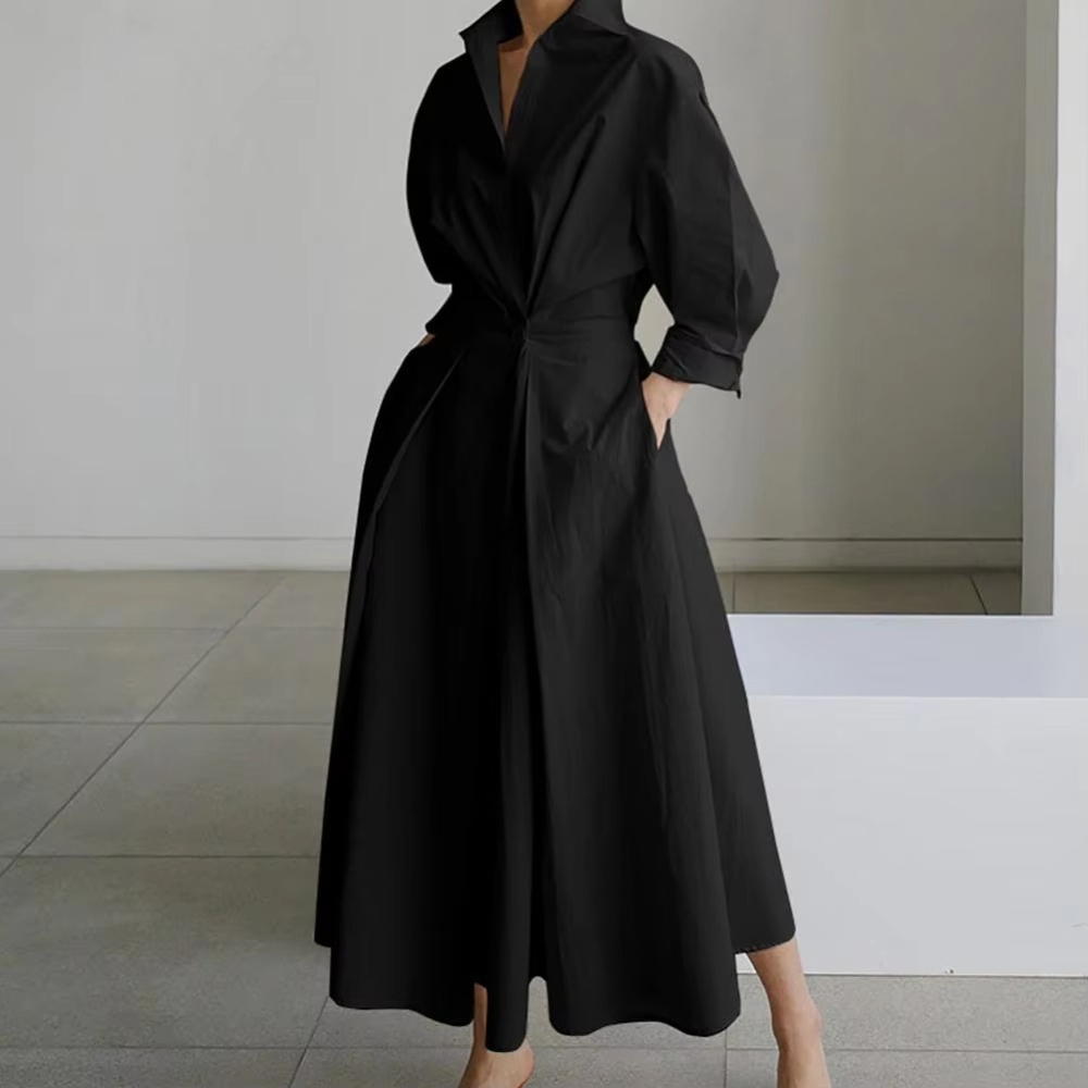Women's Long-Sleeve Shirt Dress with Belt