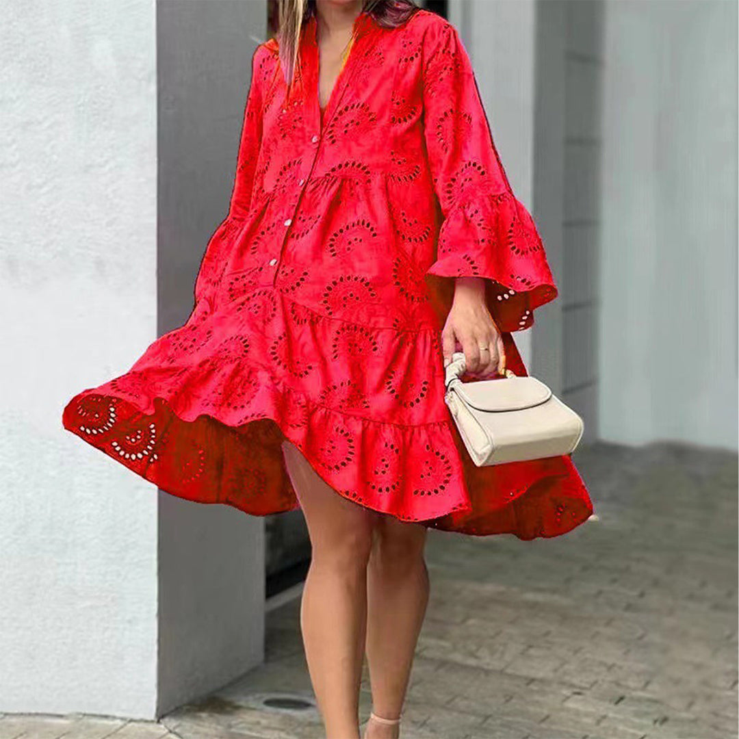 Eyelet Lace Beach Cover-Up Dress – Flowy Tunic in Bright Summer Colors