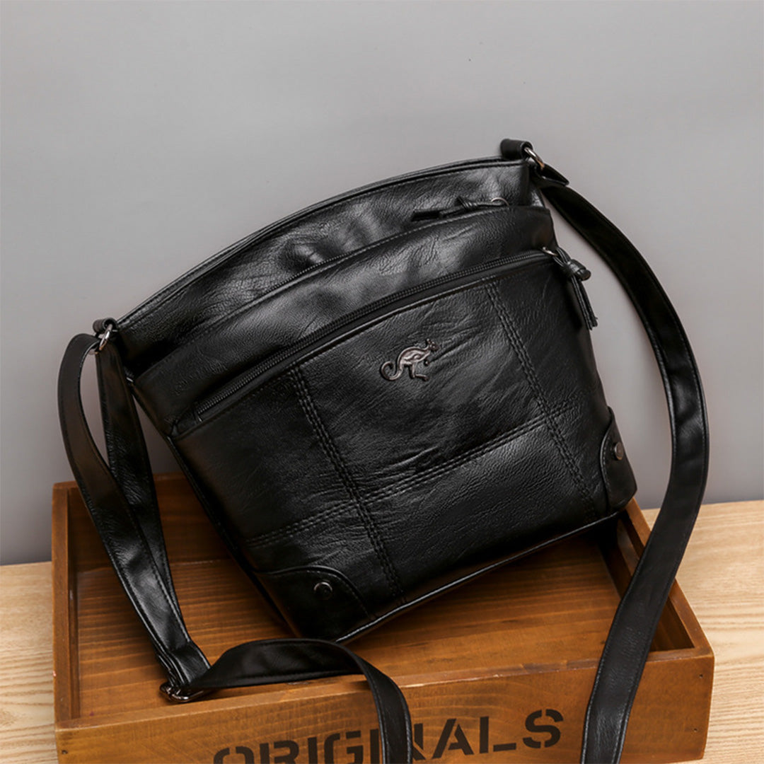 Vintage Faux Leather Crossbody Bag with Adjustable Strap