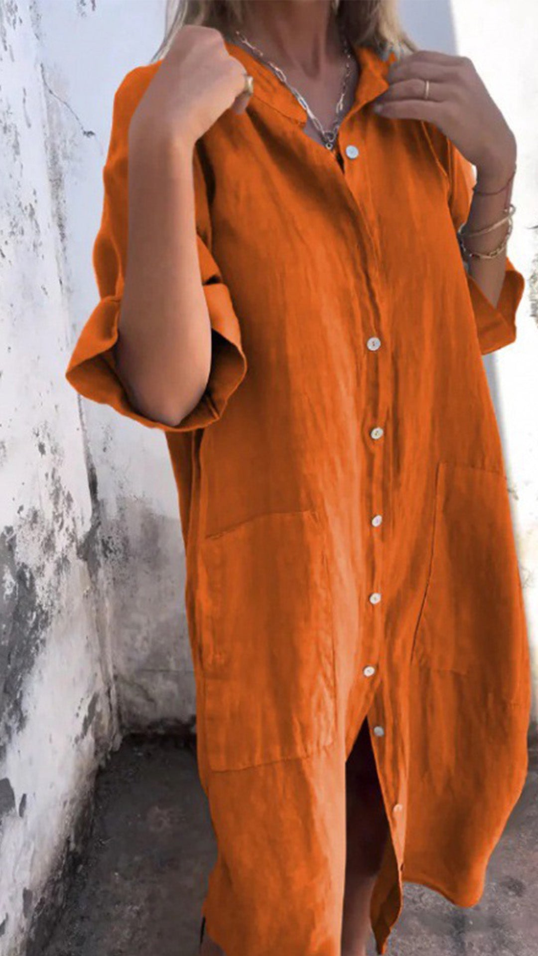 Relaxed Button-Down Shirt Dress – Casual Summer Style