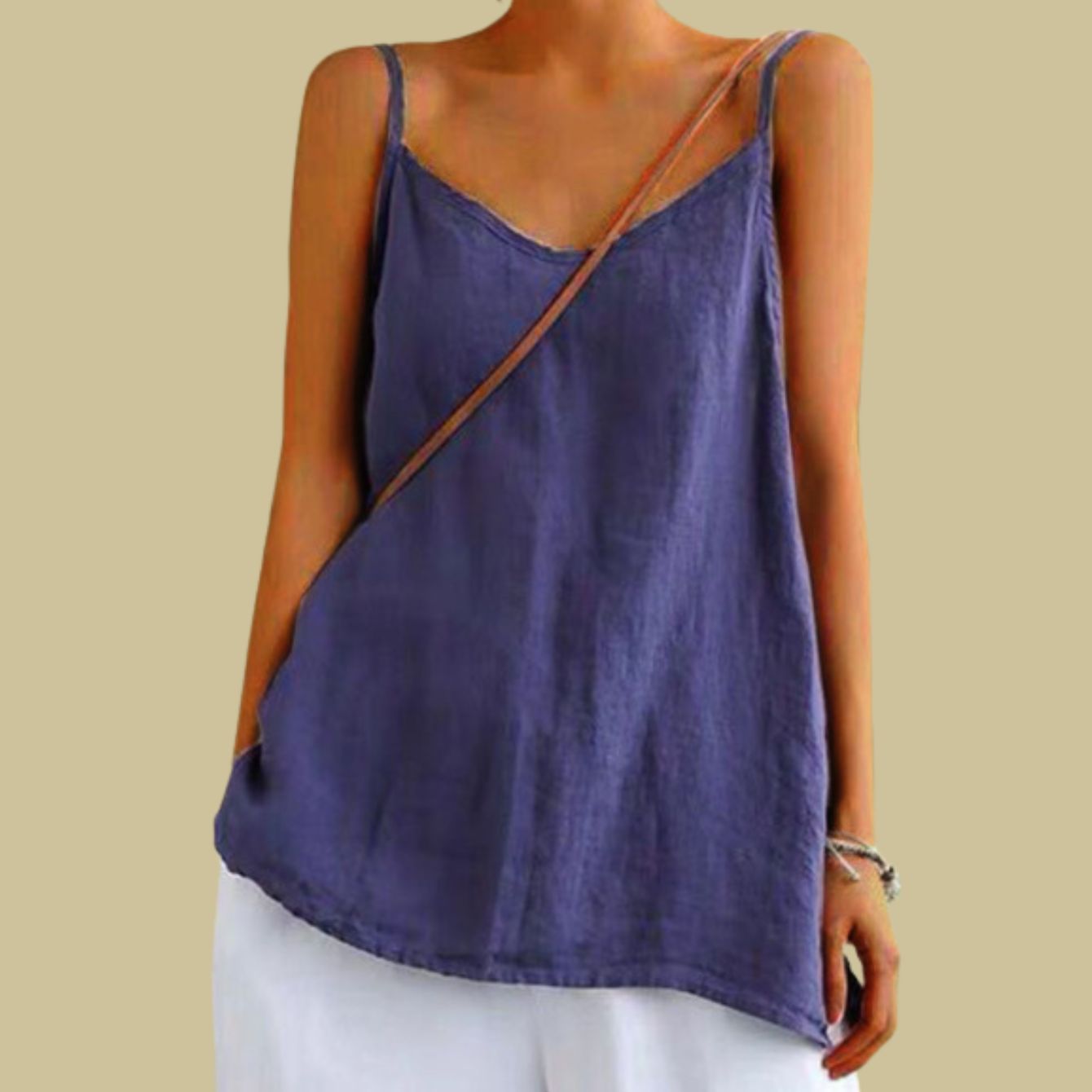 Women's Vest Top – Linen Blend, Relaxed Fit Summer Top