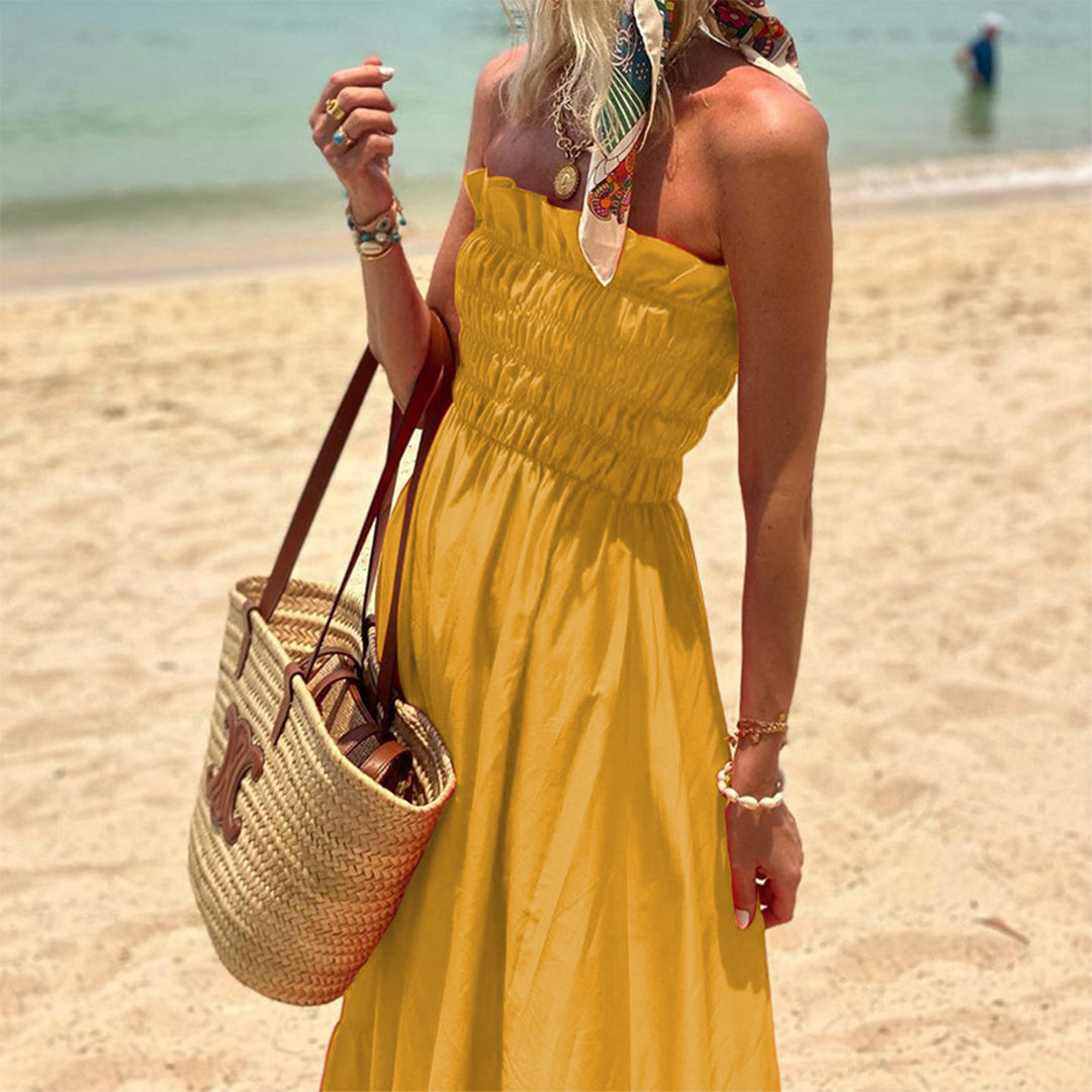 Strapless Smocked Maxi Dress – Beach Vacation & Casual Summer Style