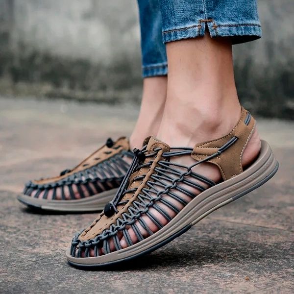 Unisex Walking Sandals – Woven Cord Design, Breathable Summer Trekking Shoes
