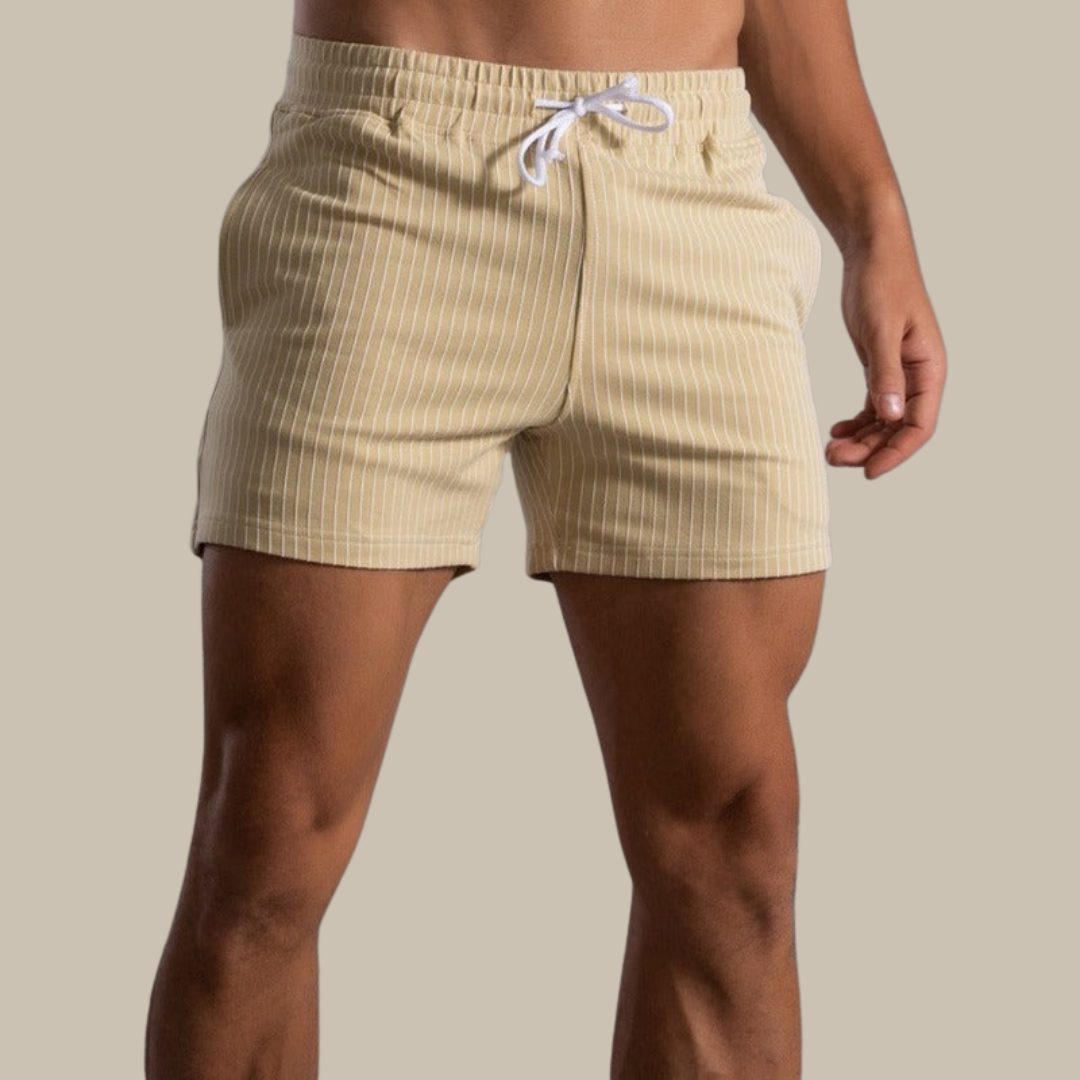Men's Ribbed Shorts – Drawstring Waist, Relaxed Fit Casual Summer Wear