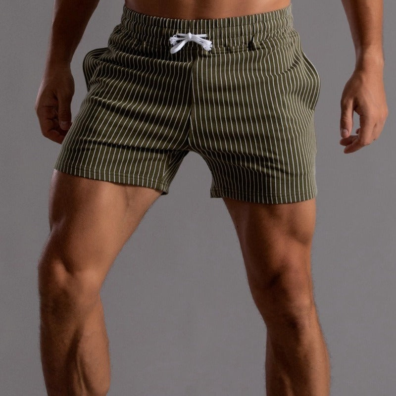 Men's Ribbed Shorts – Drawstring Waist, Relaxed Fit Casual Summer Wear