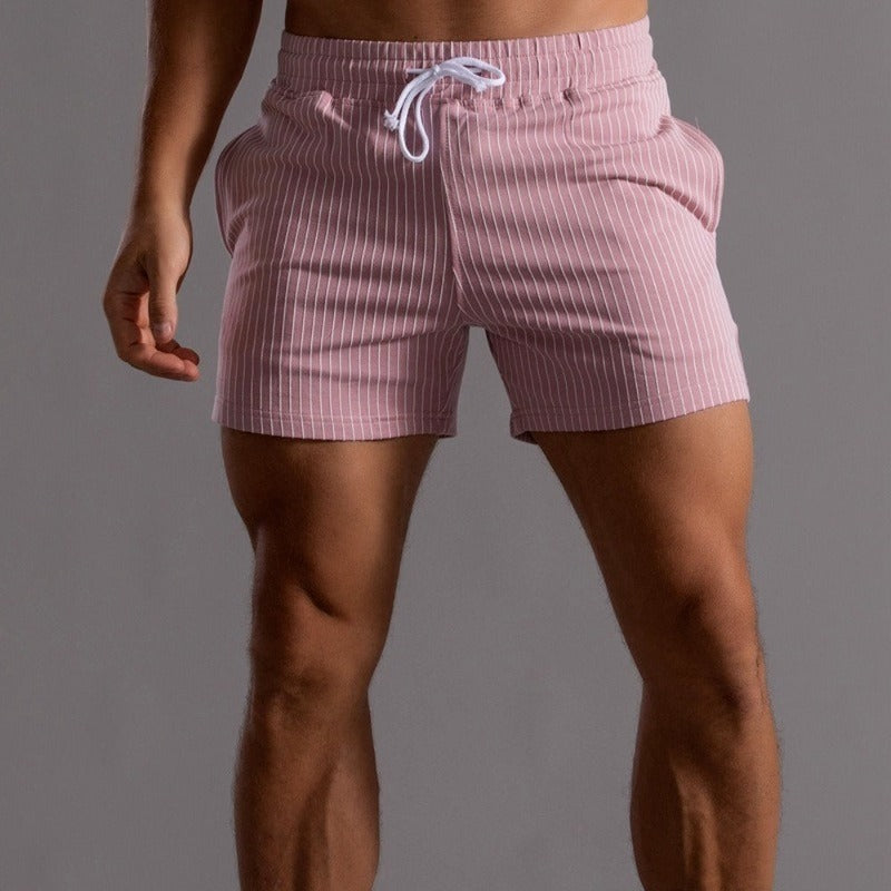 Men's Ribbed Shorts – Drawstring Waist, Relaxed Fit Casual Summer Wear