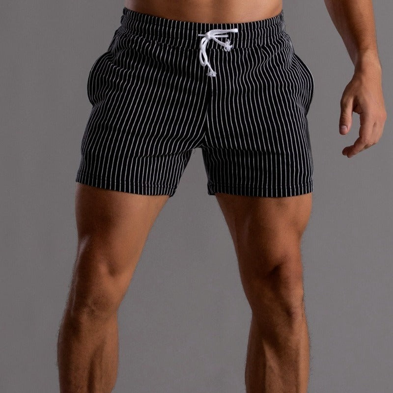 Men's Ribbed Shorts – Drawstring Waist, Relaxed Fit Casual Summer Wear