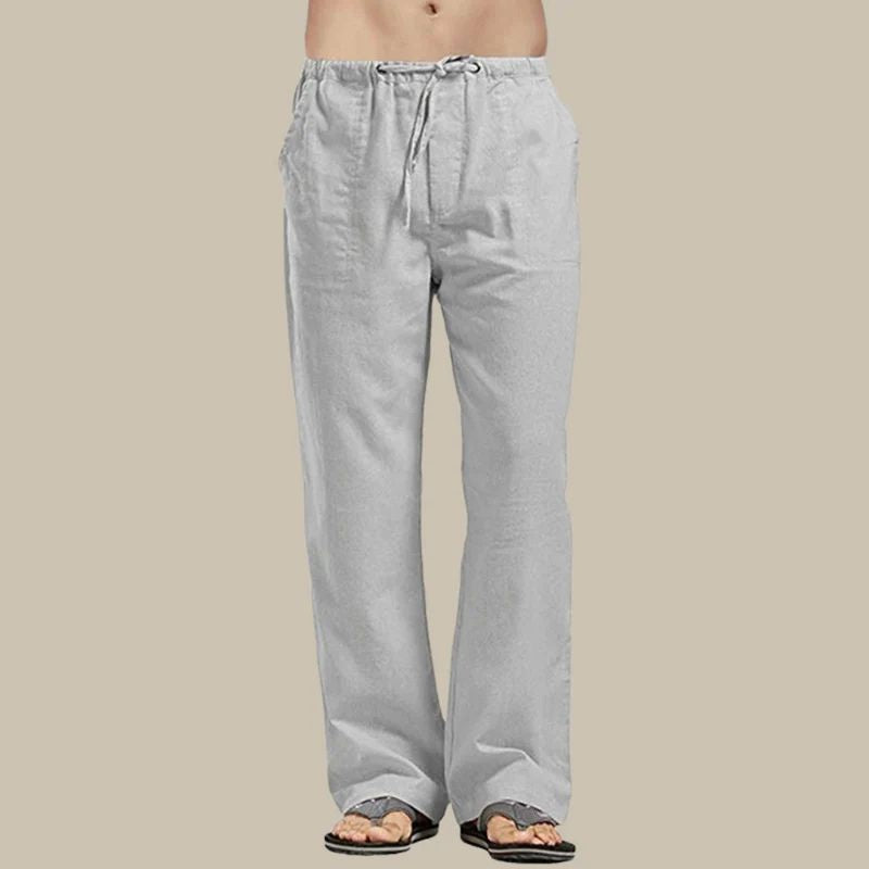Men's Cotton Trousers – Drawstring Waist, Loose Fit Casual Wear