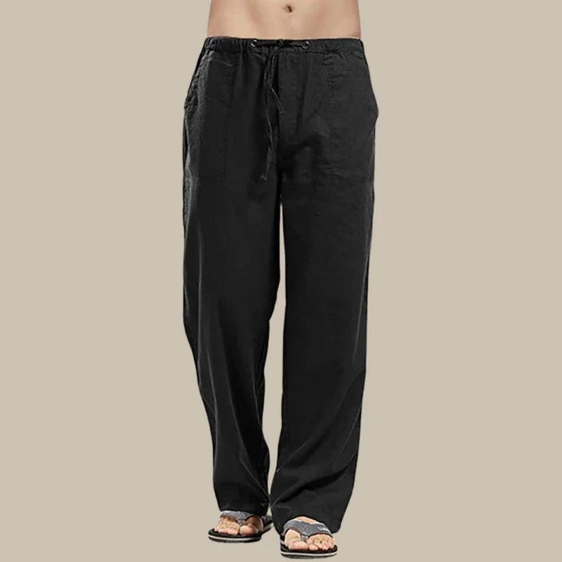Men's Cotton Trousers – Drawstring Waist, Loose Fit Casual Wear