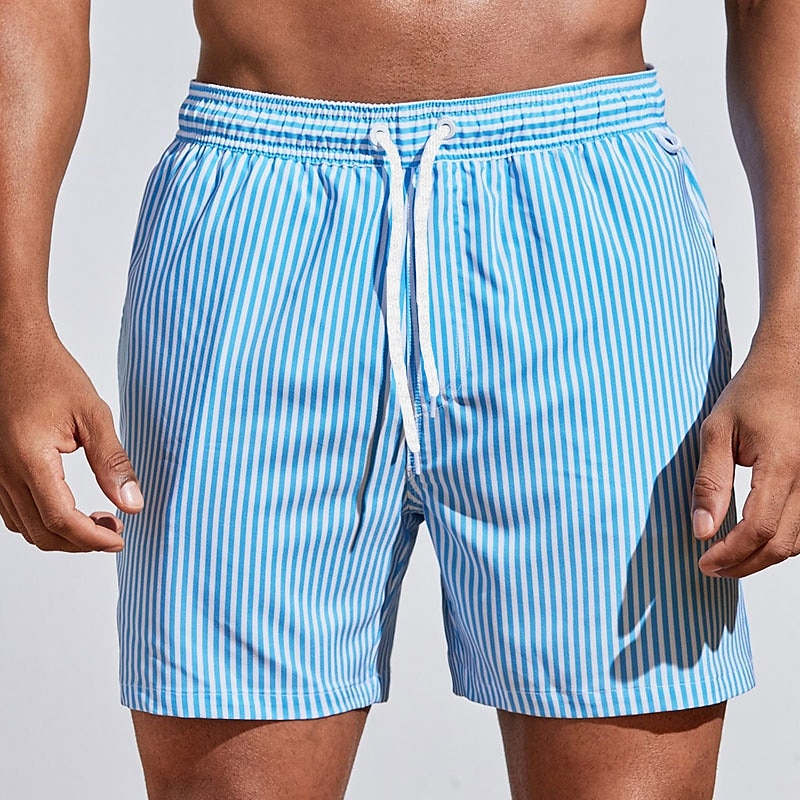 Men's Swim Shorts – Striped Ombre, Quick Dry Holiday Beachwear