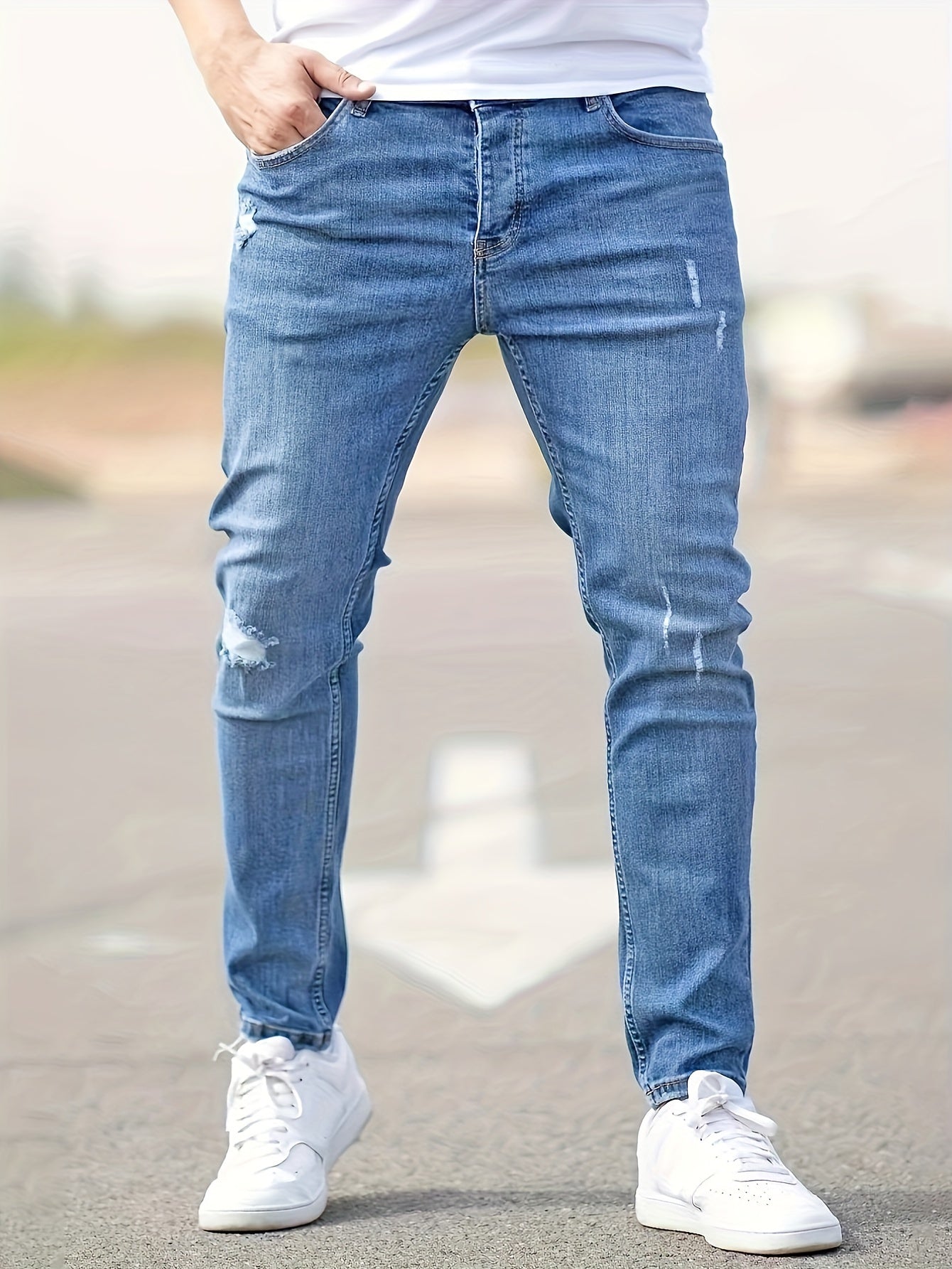 Men's Jeans – Ripped & Distressed, Stretch Skinny Fit Streetwear