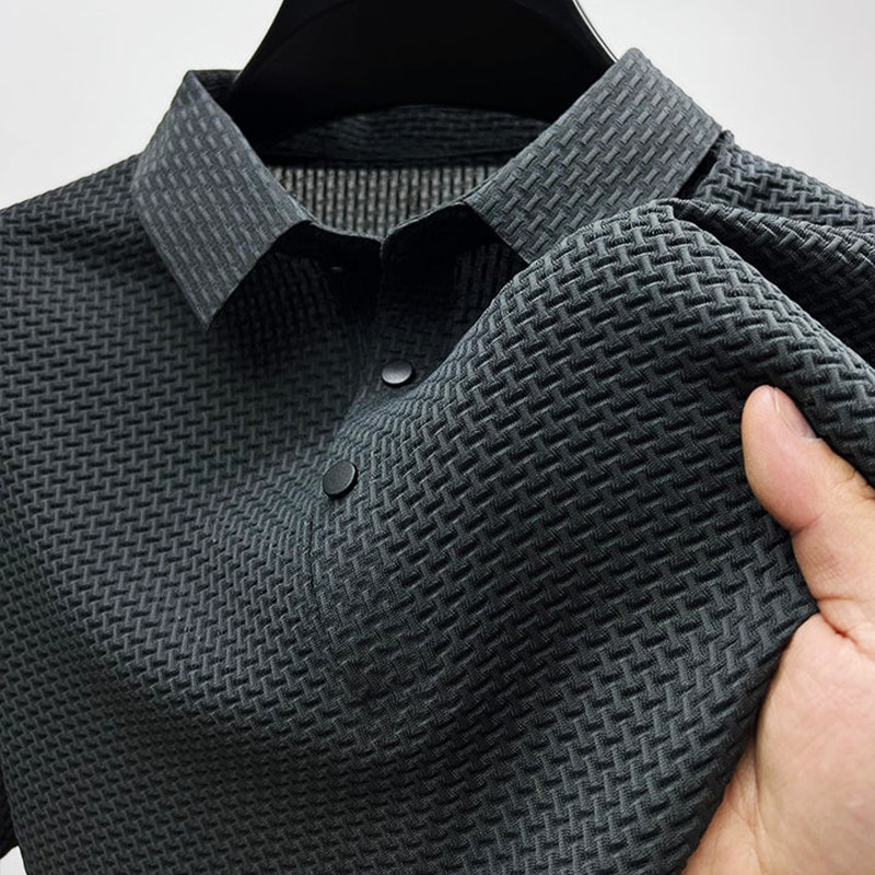 Men's Polo Shirt – Textured Weave, Breathable Smart Casual Top
