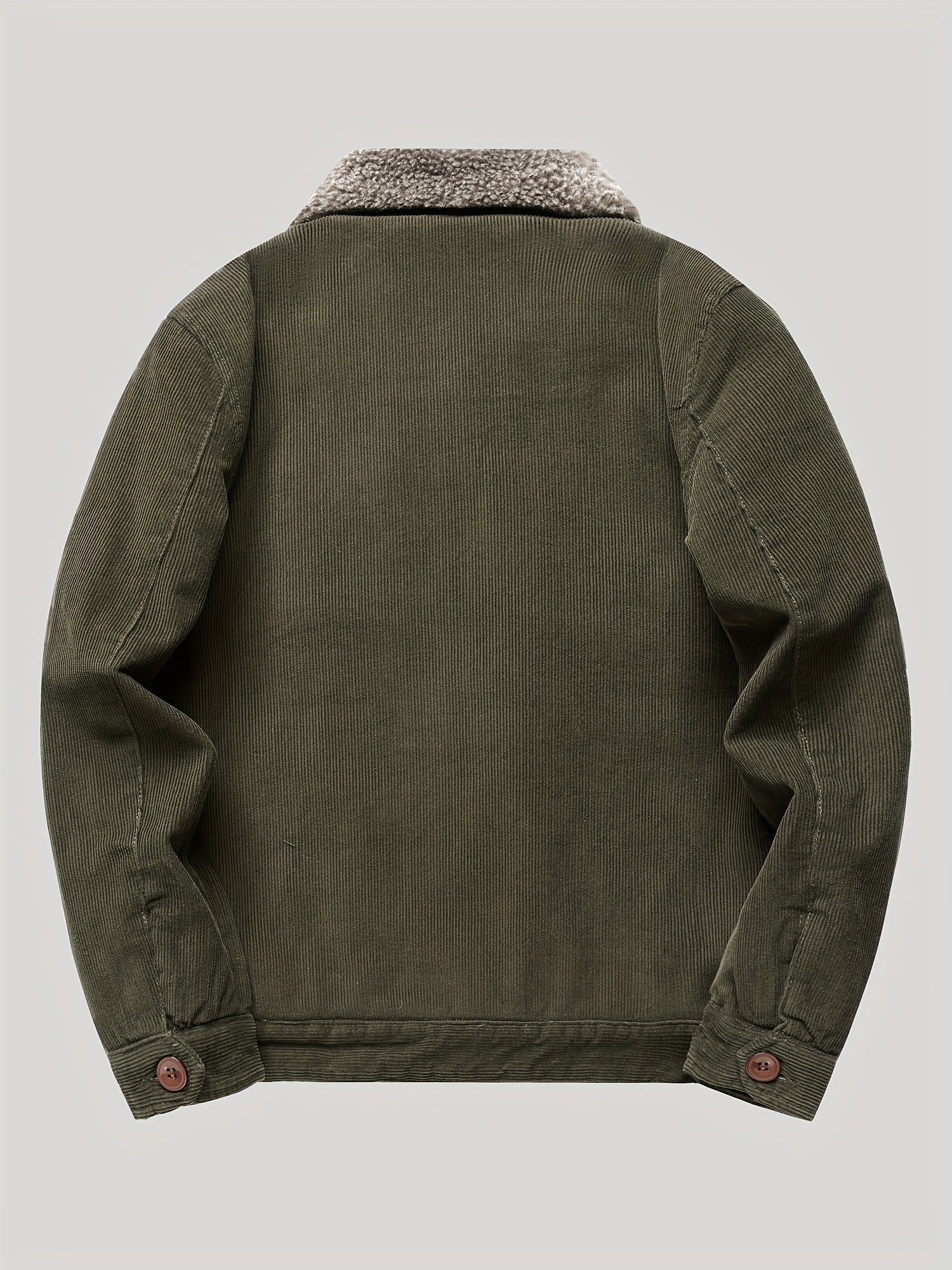 Sherpa-Lined Corduroy Jacket – Vintage Button-Up with Warm Fleece Collar