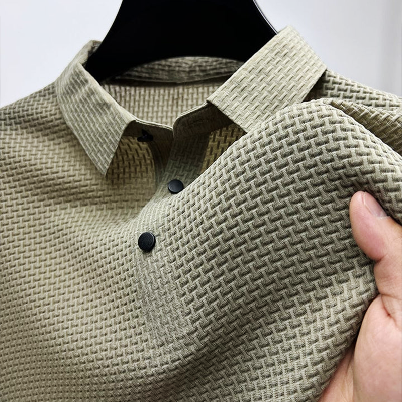 Men's Polo Shirt – Textured Weave, Breathable Smart Casual Top