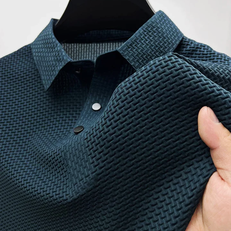 Men's Polo Shirt – Textured Weave, Breathable Smart Casual Top