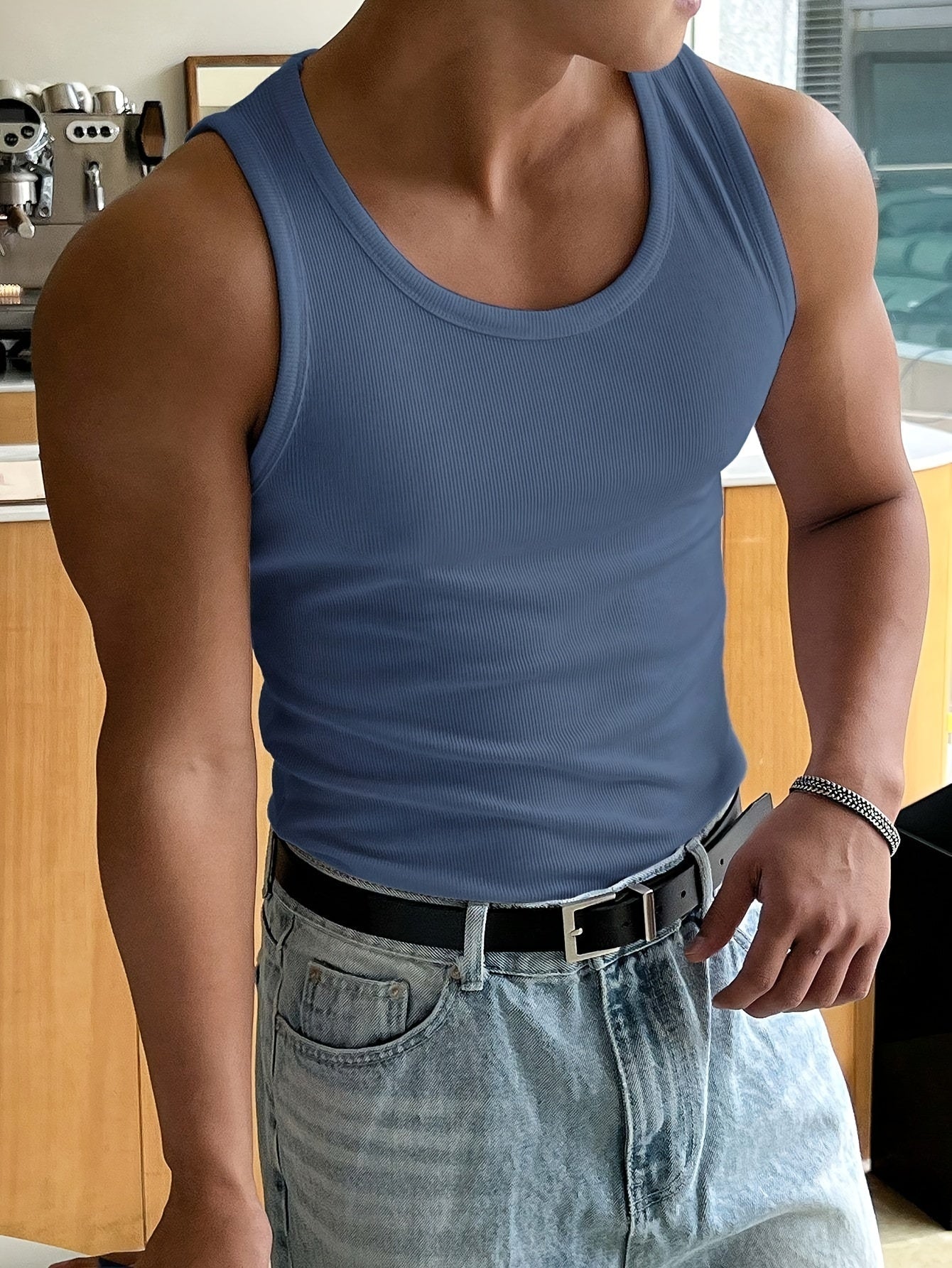 Men's Gym Vest – Ribbed Knit, Muscle Fit Workout Top