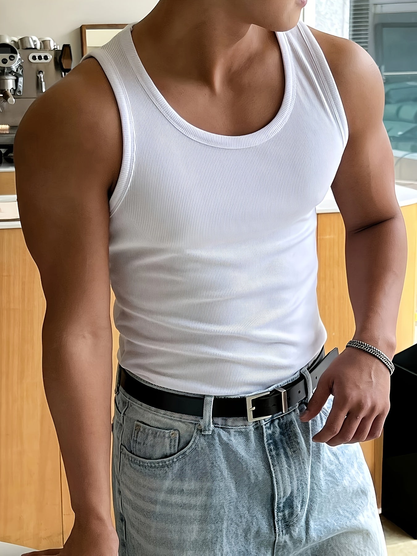 Men's Gym Vest – Ribbed Knit, Muscle Fit Workout Top