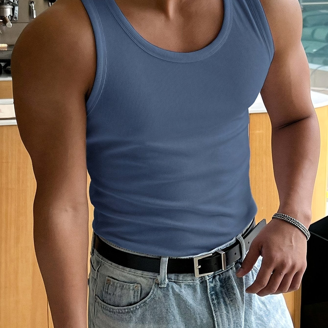 Men's Gym Vest – Ribbed Knit, Muscle Fit Workout Top